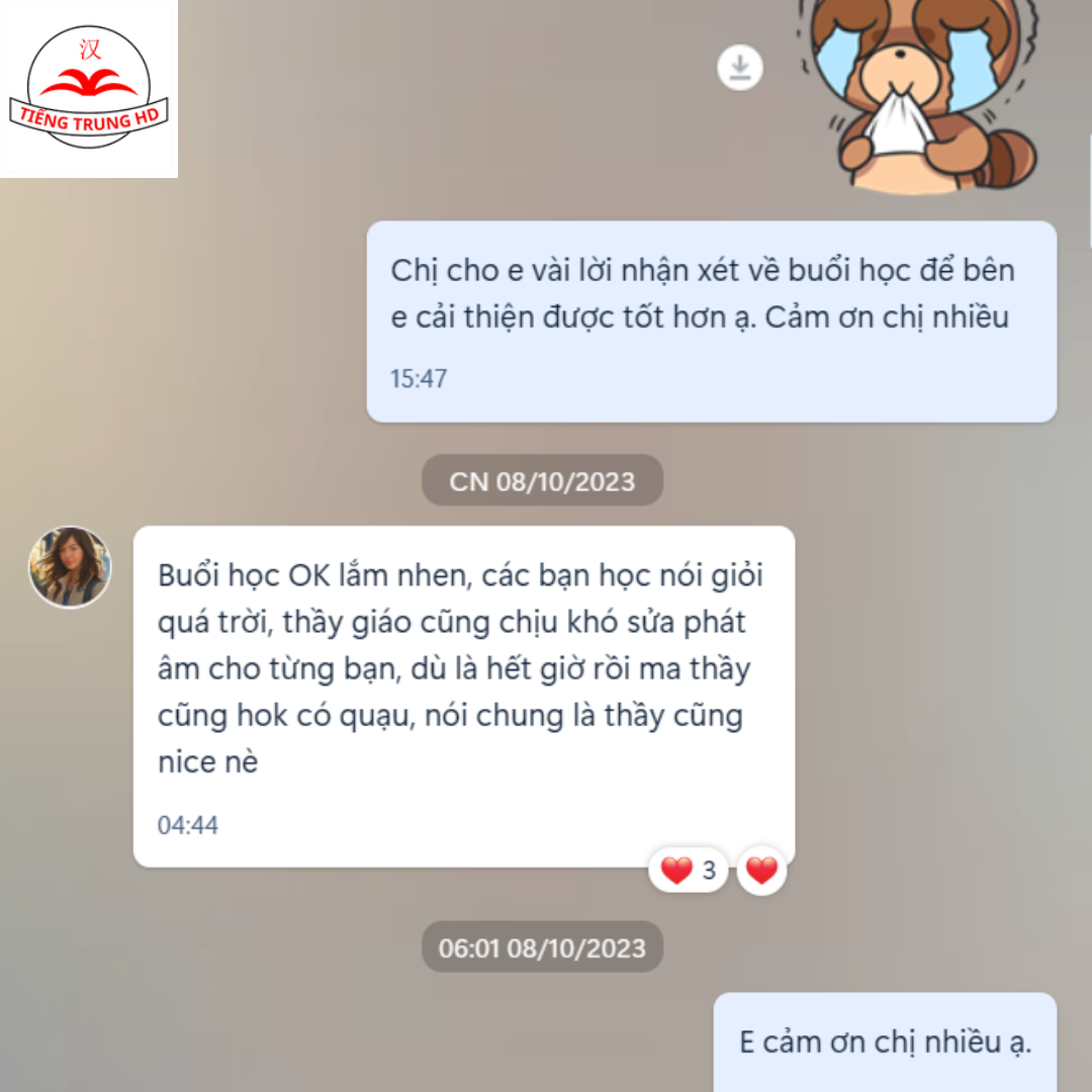 nhận xét của học viên